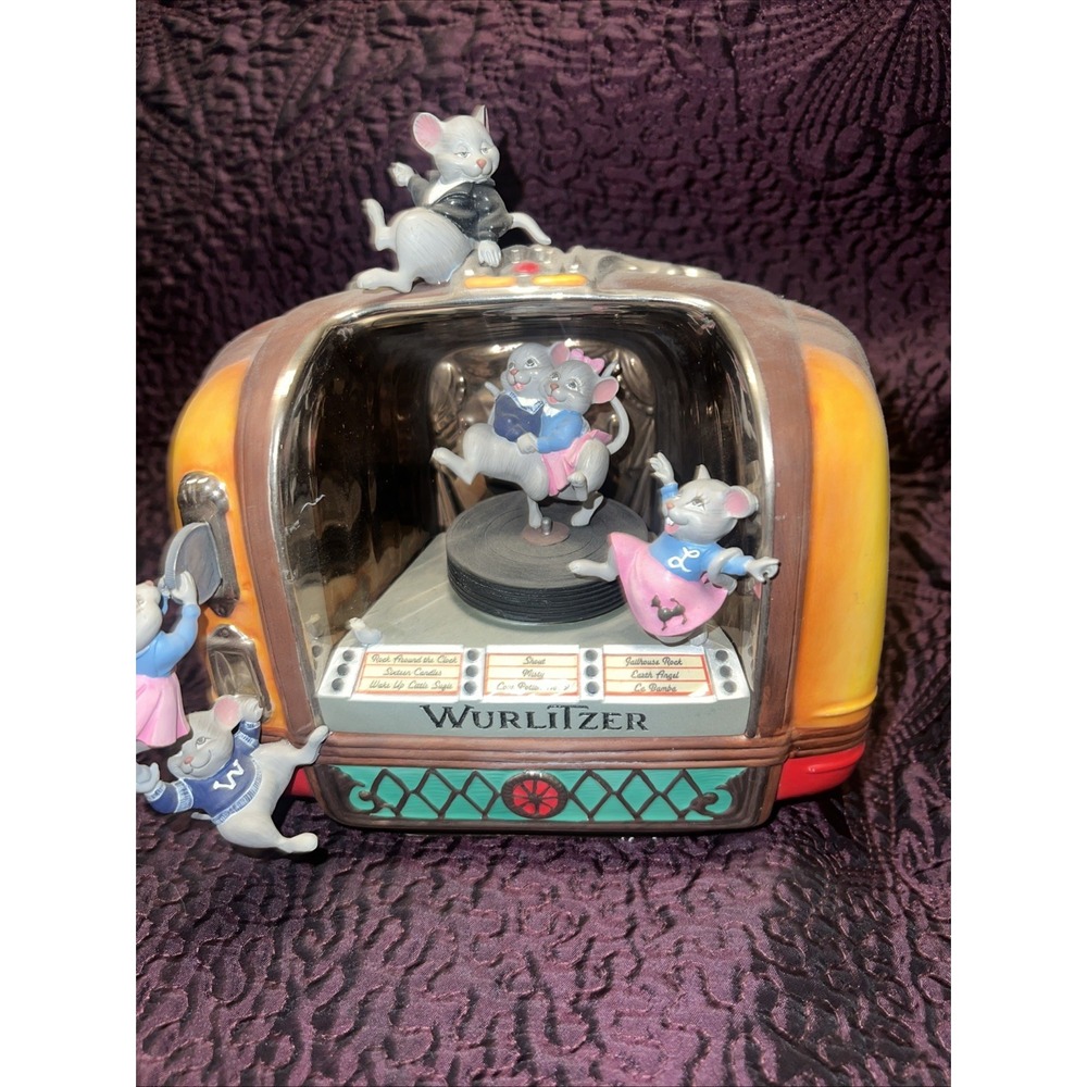 Franklin Mint Jukebox Jamboree Vintage Rock Around The Clock Musical Mice Work